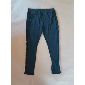 Stretchy Leggings With Floral Lace Side Cutouts Size 3XL Dark Romance